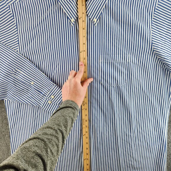 Brooks Brothers Regent Button-Down Non-Iron 18 4/5 Cotton Blue Striped Button Up - Picture 10 of 15